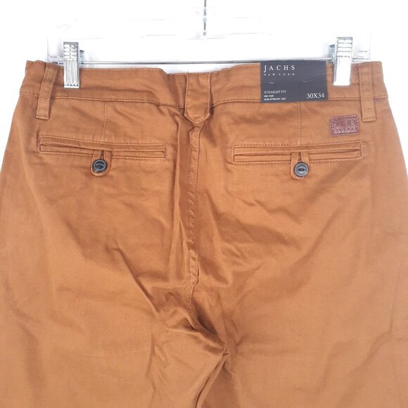 JACHS NEW YORK Pants Straight Fit Chino Mid Rise Mens Copper Brown Casual - Picture 6 of 12